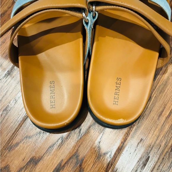Hermes Chypre Sandals gold and Jean 39 - Picture 8 of 8